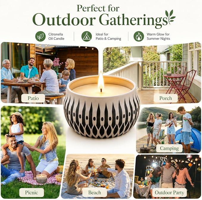 24 Pack Citronella Candles Outdoor, 2.5 oz Soy Wax Tin Candles - Image 5