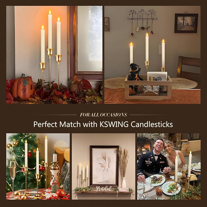Candlestick Holders 6 PCS Metal Taper Candle Holders, KSWING Gold Candle Stick - Image 5
