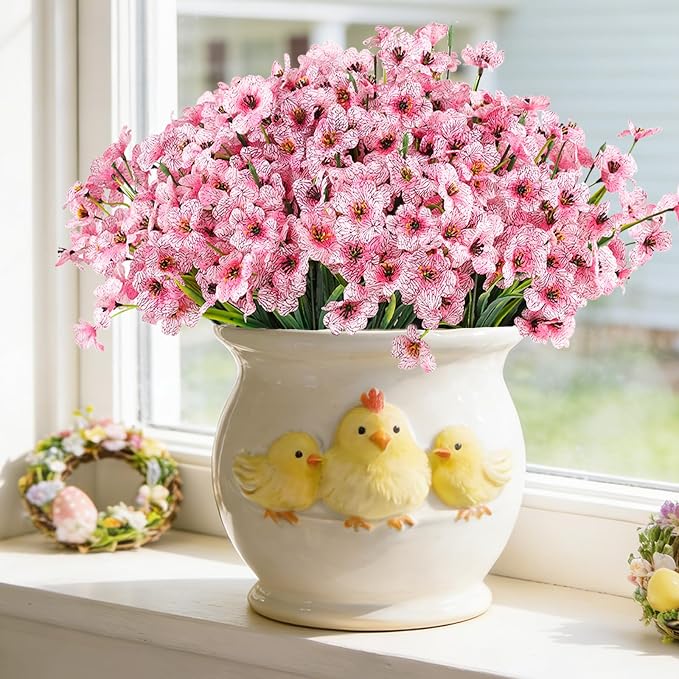 24PCS Artificial Pink Flowers for Outdoors, Realistic Silk Flowers | for - Image 5