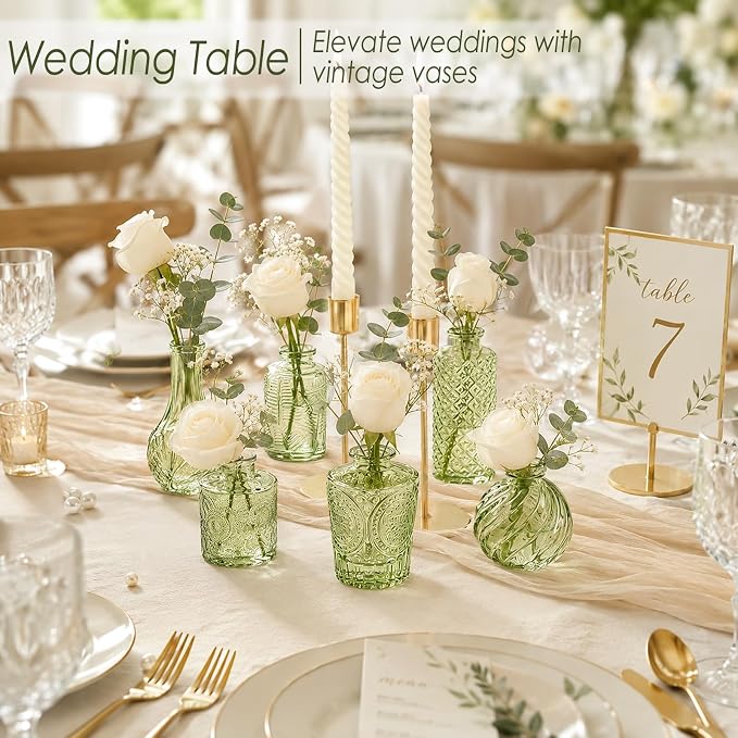 UPBUD Green Glass Bud Vases Set of 36, Small Vases - Image 3