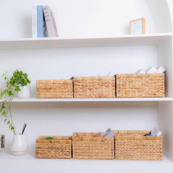 M4DECOR Set of 6 Rectangular Wicker Storage Baskets - Image 3