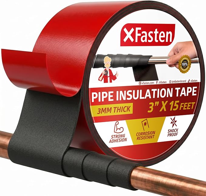 XFasten Foam Pipe Insulation Tape 3 Inch x 15 Feet Heavy-Duty AC Line by XFasten