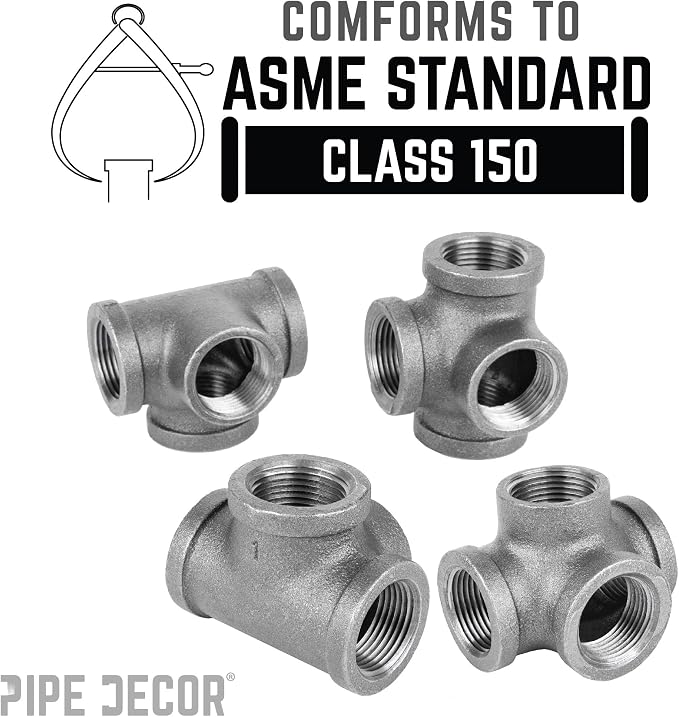 1/2" Side Outlet Tee Fitting, PIPE DECOR Black Malleable Iron Fittings Fit - Image 5