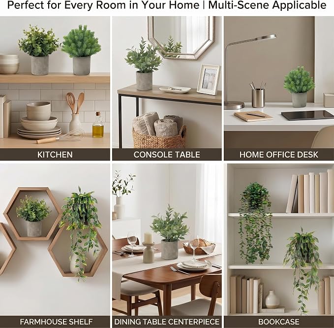 Artificial Hanging Plants 5 Pack – Small Fake Potted Ivy Plants - Image 7