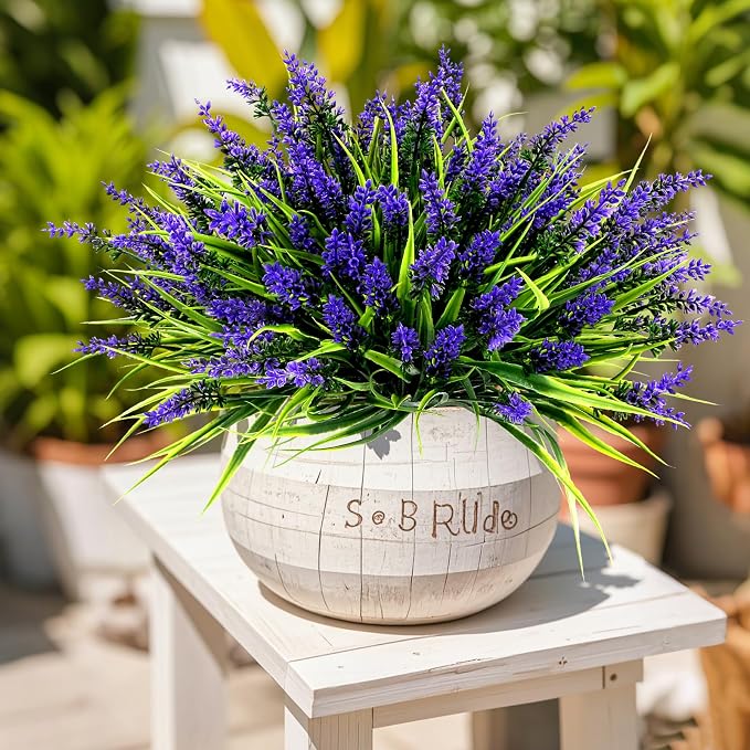 Geegoods 24 Bundles Purple Artificial Plants Flowers Outdoor, UV Resistant | - Image 6