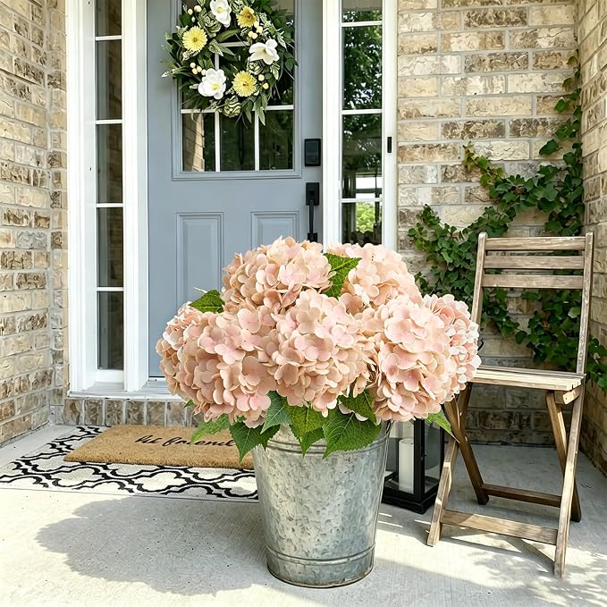Beige Neutral Real Touch Hydrangea Artificial Flowers, Latex | 21" Long Stems - Image 5