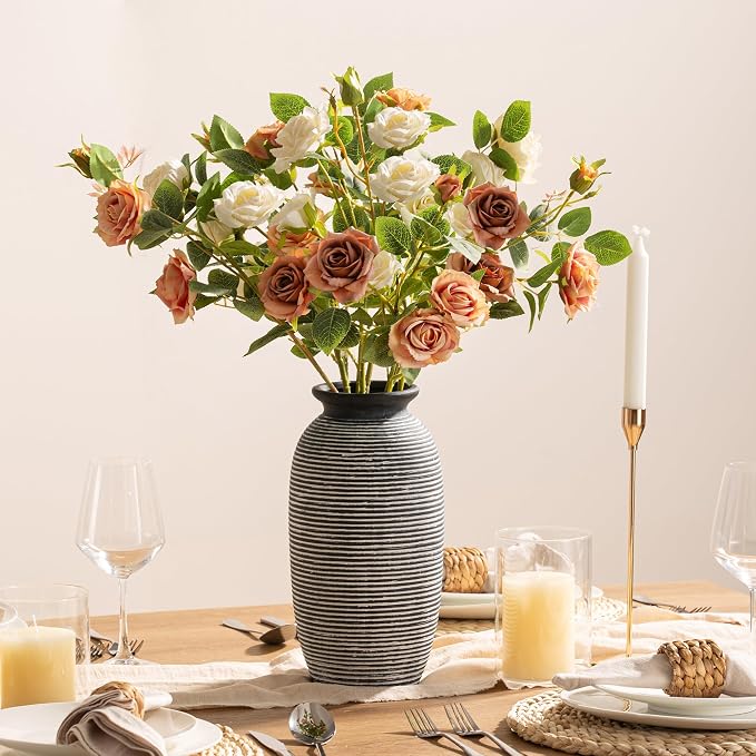 Ceramic Rustic Vase, Large Flower Farmhouse Vases Home Decor, 12.5" Tall - Image 3