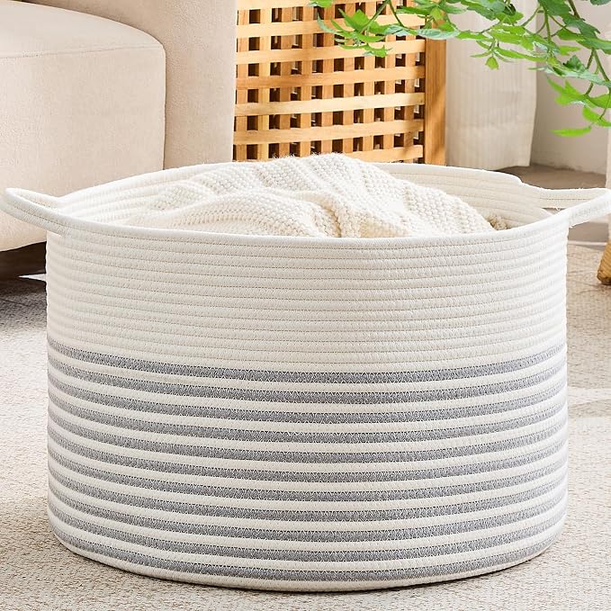 KAKAMAY Large Blanket Basket by KAKAMAY