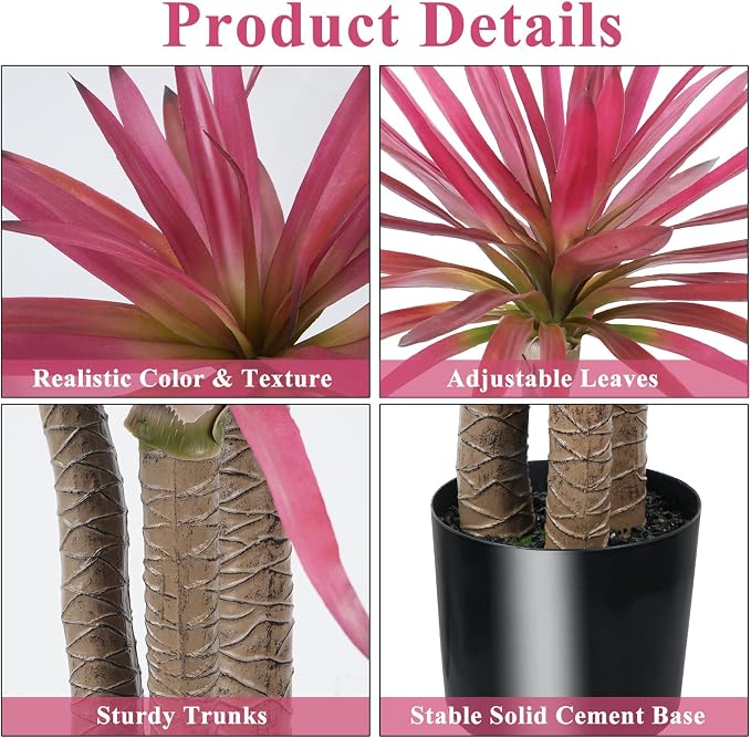 GTIDEA 4.82 FT Artificial Agave Plant Fake Tree in Plastic Pot | Realistic Tall - Image 3