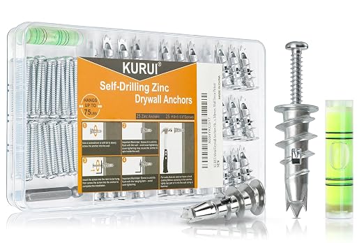 Heavy Duty Metal Drywall Anchors, Hollow Walls, Hanging Shelves, Wall Decor by KURUI