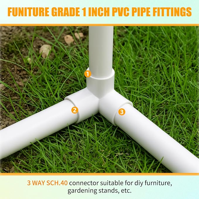 1" PVC Fittings 3 Way, Heavy Duty Furniture Grade Elbow Connector - Image 2