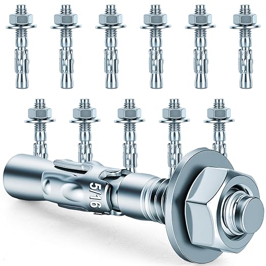 5/16 x 2 in Wedge Anchors 12 pcs Galvanized Concrete Anchors | Concrete Screw by Unknown
