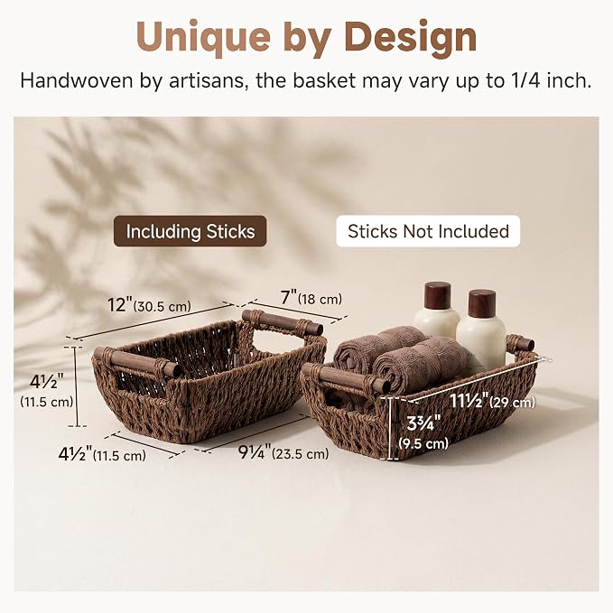 StorageWorks Small Baskets for Organizing, Woven Basket for Shelves | Wicker - Image 3