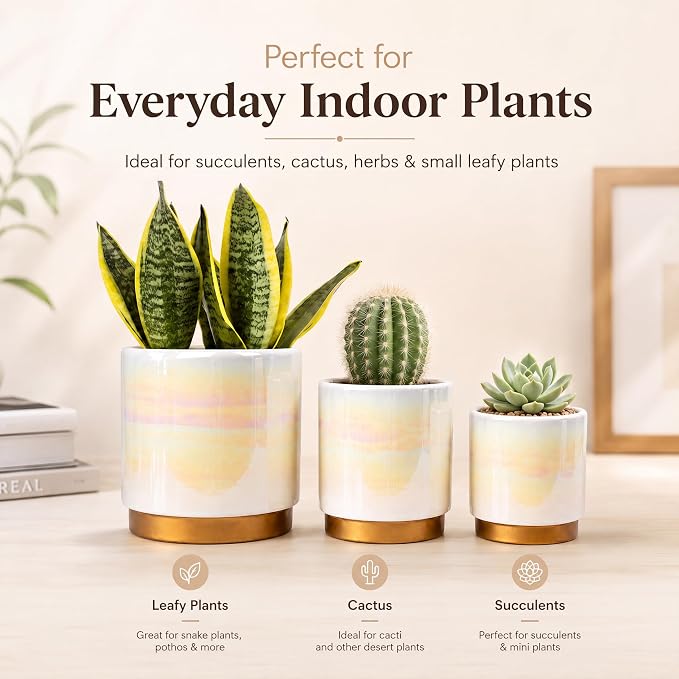 Gepege Ceramic Plant Pots for Indoor Plants, Planters - Image 2