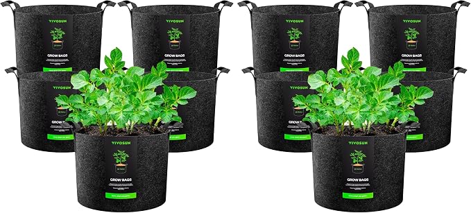 VIVOSUN 10-Pack 20 Gallon Plant Grow Bags, Heavy Duty Thickened Nonwoven Fabric by VIVOSUN