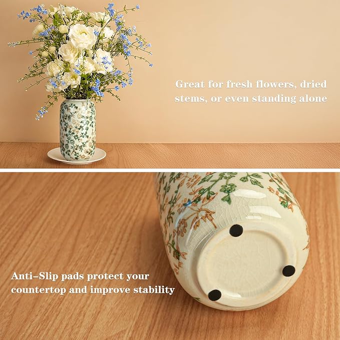 Ceramic Vase for Flowers – Modern Small Ribbed Textured Flower Vase for Home - Image 4