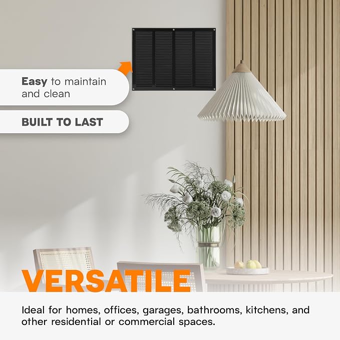 16 x 12 Inch Black Galvanized Steel Return Air Register Vent Cover, AC Vent - Image 5