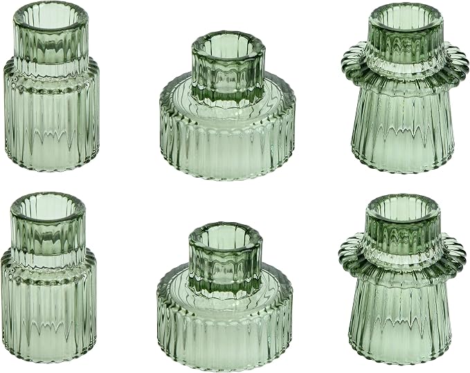 Vixdonos Taper Glass Candlestick Holders Tealight Candle Holders by Vixdonos