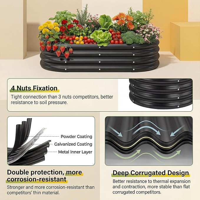 Land Guard 2 Pcs 6ft Metal Raised Garden Bed - Image 3