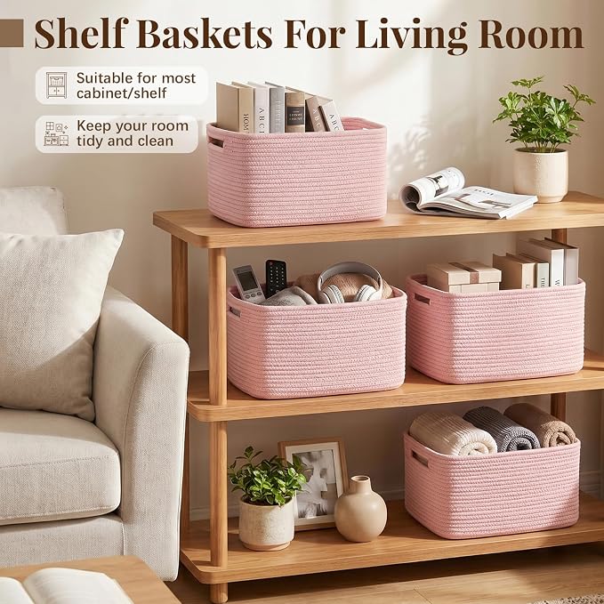 OIASKET 4Packs Natural Cotton Rope Storage Baskets - Image 6