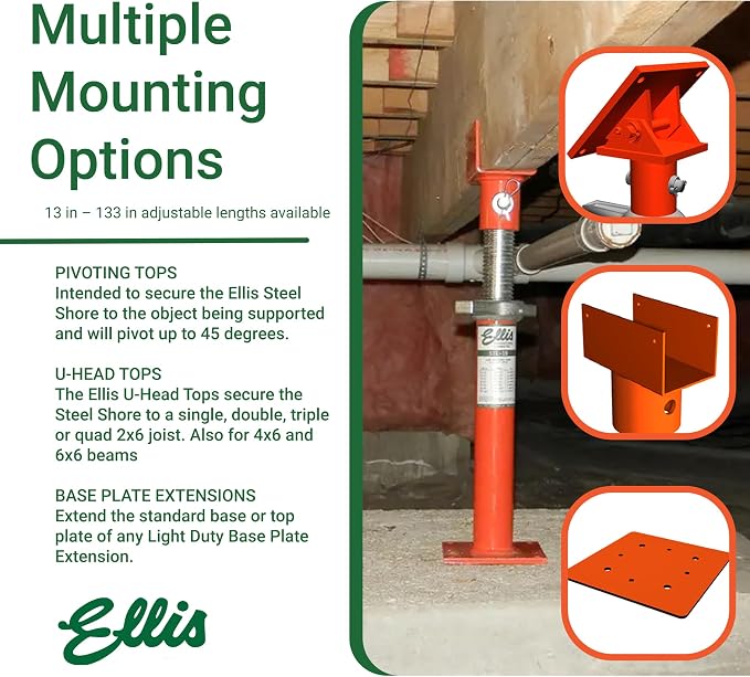 Ellis Manufacturing Light-Duty Steel, Construction Jack Post, Floor Leveling - Image 4