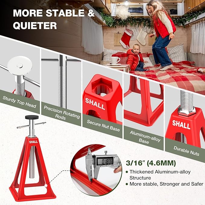 SHALL RV Stabilizer Jacks, Single Support up to 7500 Lbs, RV Leveling Screw Jack - Image 5