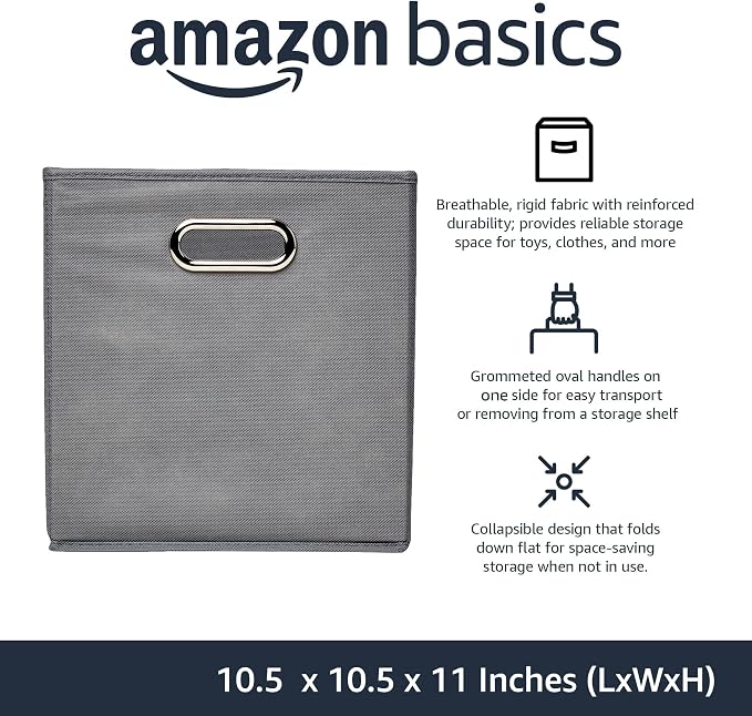 Amazon Basics Collapsible Cube Storage Bins, Space-Saving, Organizing Fabric - Image 2