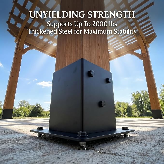 4x4 Post Base Brackets, 3.58'' x 3.58'', Heavy Duty, 2 Pack | Powder-Coated - Image 4