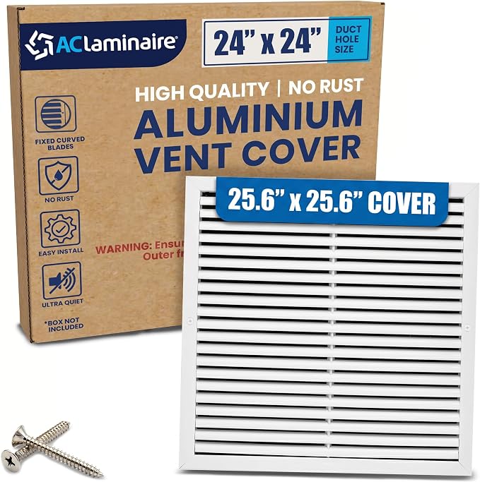 24x24 Aluminum Wall Ceiling Air Return Vent Cover HVAC Rustproof Grille by ACLAMINAIRE