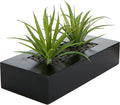 MyGift 10 Inch Fake Green Grass Plant in Rectangular Black Wood Planter | Faux by MyGiftHome