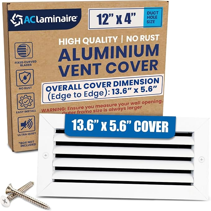 12x4 Aluminum Wall Ceiling Air Return Vent Cover HVAC Rustproof Grille by ACLAMINAIRE