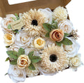 FACINOC Roses Artificial Flowers White Combo Box Set Fake Flower by FACINOC