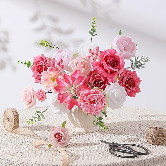 Artificial Flowers Fake Rose Flowers Dahlia - Image 5