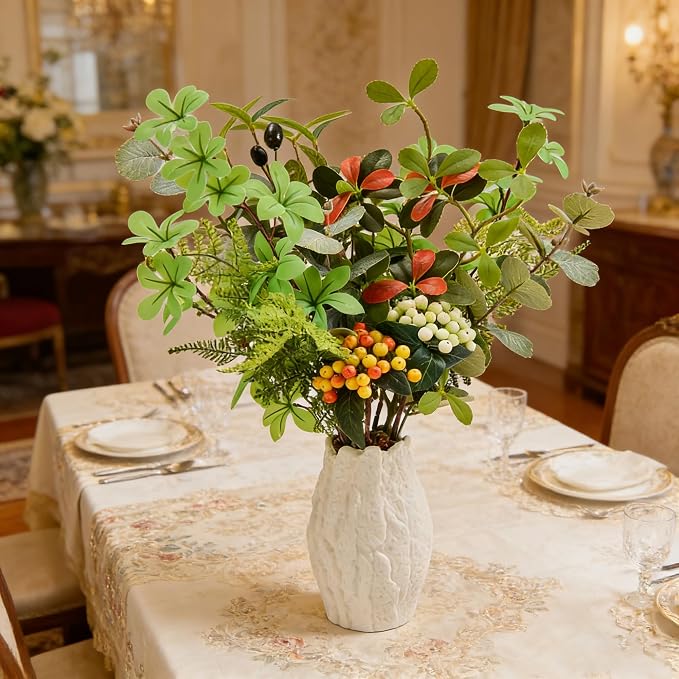 K&Y Realistic Artificial Potted Plants Olive Wild Fern Berry Decor Low - Image 8