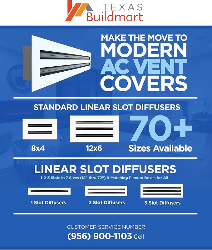 BUILDMART - 26x8 Modern AC Vent Cover - Decorative White Aluminum Air Vent - - Image 9