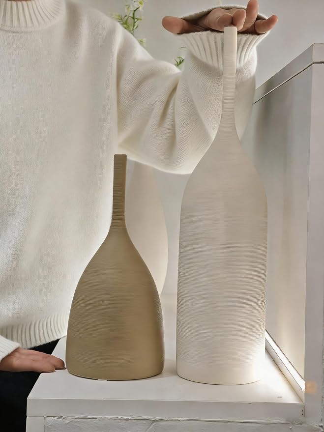Ceramic Vases Set of 2, Modern Boho Vases - Image 7