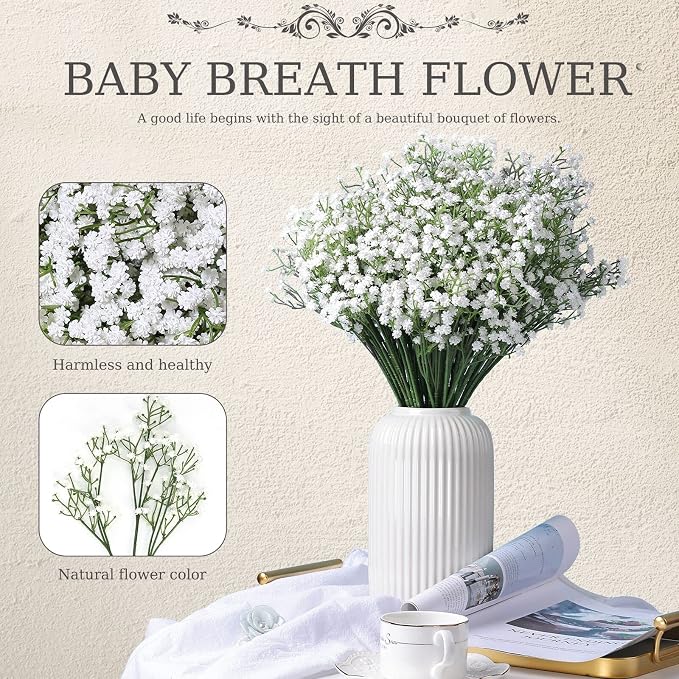 21'' Babys Breath Artificial Flowers 6Pcs White Gypsophila Faux Flowers | - Image 9