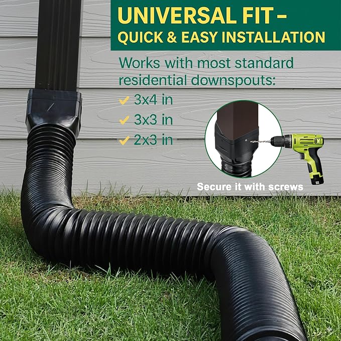 1 Pack Black Rain Gutter Downspout Extensions, Gutter Extender - Image 6