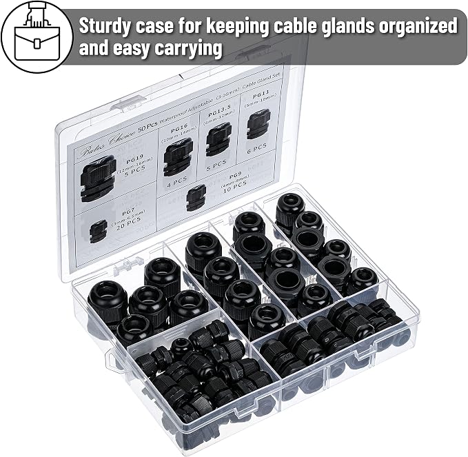 Bates- Nylon Cable Gland, 3-16 mm Cable Gland Connectors, Waterproof - Image 7