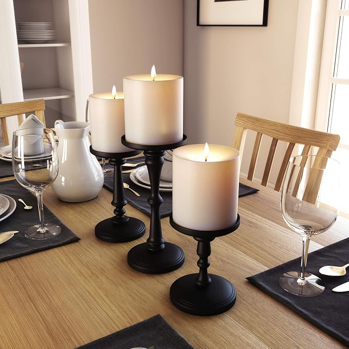Candle Holders Set of 3 Matte Black, Holds Candles up to 4", - Image 5
