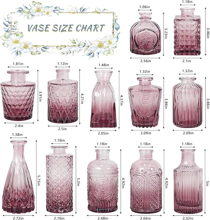SUPMIND Glass Bud Vases Set, Home Decor, Table Decoration, Baby Shower - Image 2
