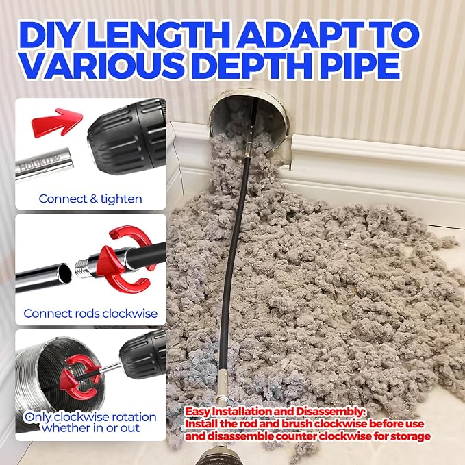 Holikme Dryer Vent Cleaner Kit - 40Ft Flexible Lint Brush - Image 3
