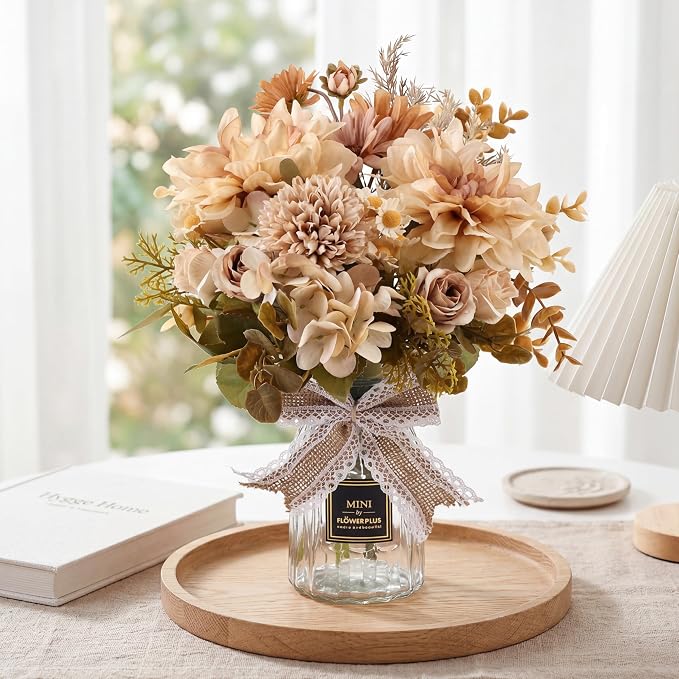 CEWOR Fake Flowers in Vase, Artificial Flowers by CEWOR