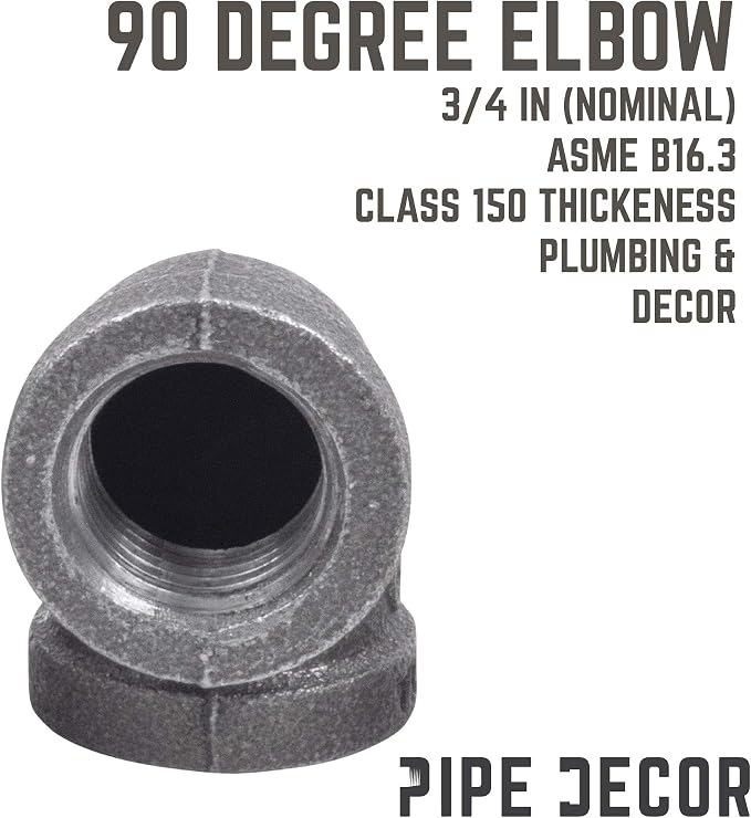 PIPE DECOR 90-Degree Elbow Fitting, 3/4 Inch, DIY Furniture, and Standard 3/4 - Image 3