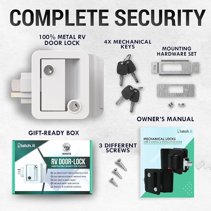 White RV Door Latch | 2 Keyed Alike RV Door Locks - Image 6