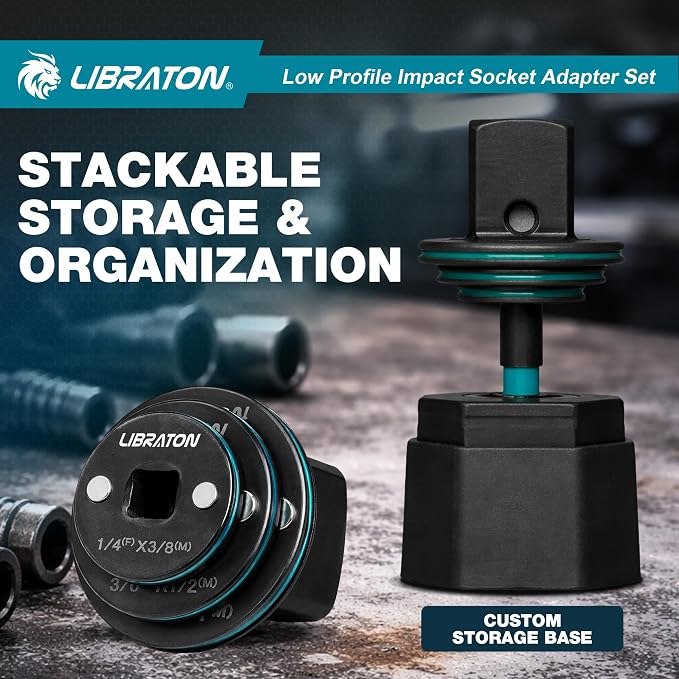 LIBRATON Low Profile Impact Socket Adapter Set, Ratchet and Drill - Image 6