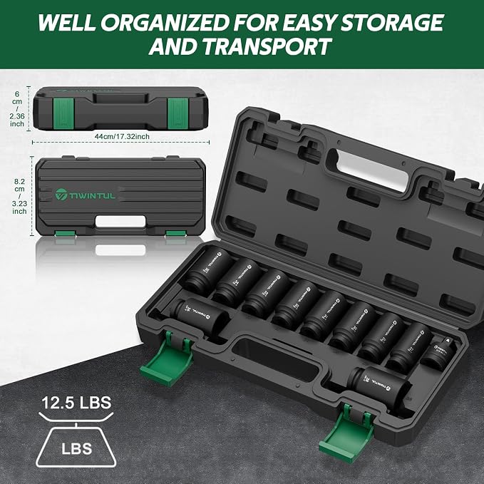 11Pcs Axle Nut Socket Set, 1/2" Drive Metric Impact Deep Socket | 27mm-38mm - Image 6