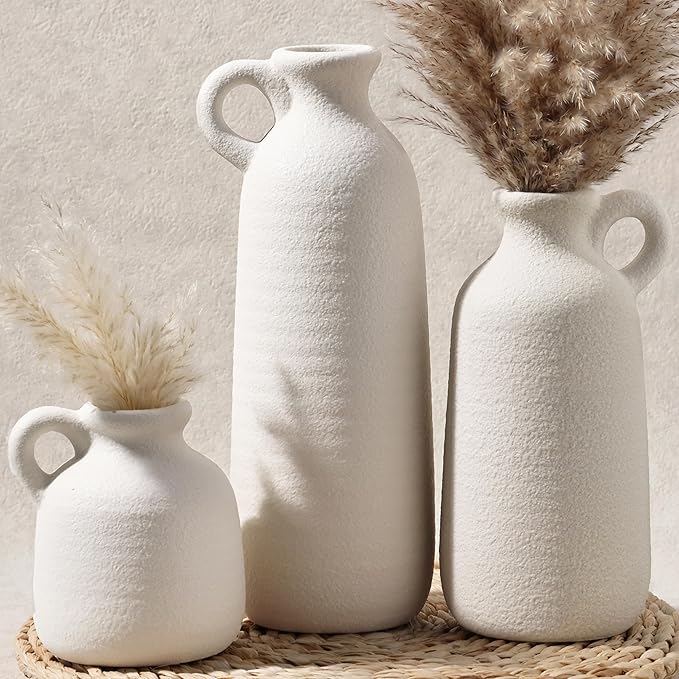 White Ceramic Vase Set of 3 by CUCUMI