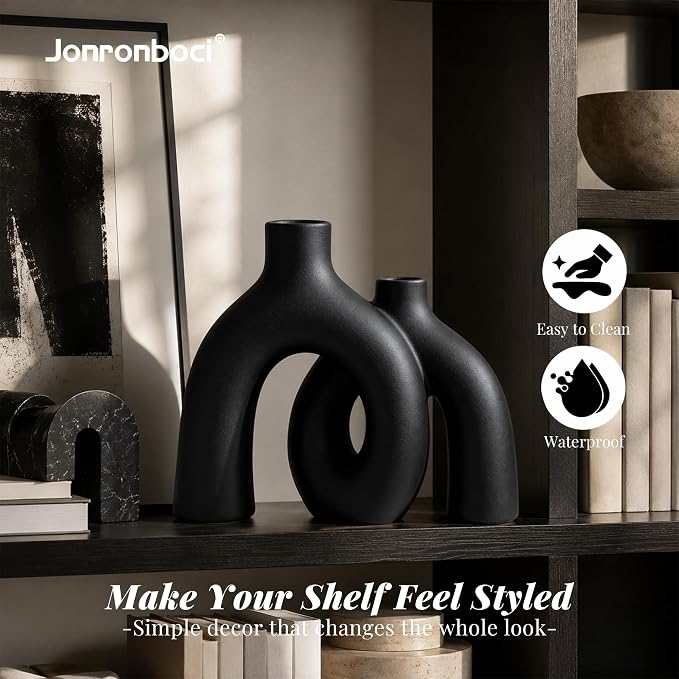 Matte Black Vase Set - Image 3