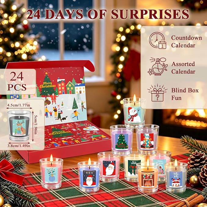YOROXRG Christmas Candle Advent Calendar 2026 24 Days Scented Tumbler Candle - Image 3